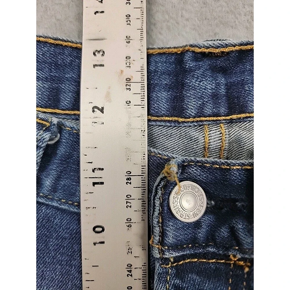 Levis Mens 501 (30x29) Jeans Straight Button Fly Mid‎ Stretch Dark Blue
